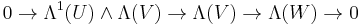 0\to \Lambda^1(U)\wedge\Lambda(V) \to \Lambda(V)\rightarrow \Lambda(W)\rightarrow 0