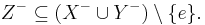  Z^- \subseteq (X^- \cup Y^-)\setminus\{e\}.