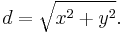 d=\sqrt{x^2%2By^2}.\!