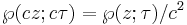 \wp(cz;c\tau) = \wp(z;\tau)/c^2