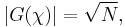 |G(\chi)|=\sqrt{N},