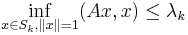 \inf_{x \in S_k, \|x\| = 1}(Ax,x) \le \lambda_k