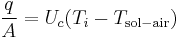 \frac{q}{A} = U_c(T_i - T_\mathrm{sol-air})