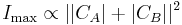 I_\mathrm{max} \propto ||C_A|%2B|C_B||^2 