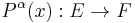  P^\alpha(x):E \to F