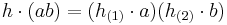 h \cdot (ab) = (h_{(1)} \cdot a)(h_{(2)} \cdot b)