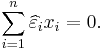 \sum_{i=1}^n \widehat{\varepsilon}_i x_i=0.