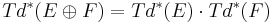 Td^*(E\oplus F) = Td^*(E)\cdot Td^*(F)