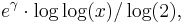 e^\gamma\cdot\log \log(x)/\log(2),