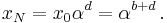 x_N = x_0\alpha^d = \alpha^{b%2Bd}\, .