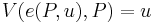 V ( e(P, u), P) = u 