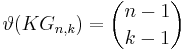  \vartheta(KG_{n,k}) = \binom{n-1}{k-1} 