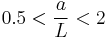  0.5<\frac{a}{L}<2 