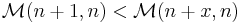 \,\mathcal{M}(n%2B1,n)<\mathcal{M}(n%2Bx,n)\,