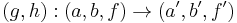 (g, h)�: (a, b, f) \rightarrow (a', b', f')