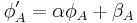 \phi'_A = \alpha \phi_A %2B \beta_A \, 