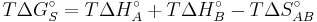 \ T\Delta G_S^\circ = T\Delta H_A^\circ %2B T\Delta H_B^\circ - T\Delta S_{AB}^\circ 