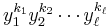  y_1^{k_1} y_2^{k_2} \cdots y_\ell^{k_\ell} 