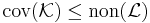 {\rm cov}({\mathcal K}) \le {\rm non}({\mathcal L})