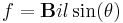 f=\mathbf{B}il\sin(\theta)