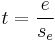 
t = \frac{e}{s_e}
