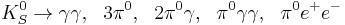  K^0_S \to \gamma \gamma, ~~ 3\pi^0, ~~ 2\pi^0 \gamma, ~~ \pi^0 \gamma \gamma, ~~ \pi^0 e^%2Be^- 