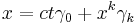 x = ct \gamma_0 %2B x^k \gamma_k