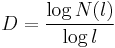 D = \frac{\log N(l)}{\log l}