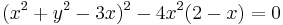  (x^2%2By^2-3x)^2 -4x^2(2-x) = 0