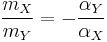 \frac{m_X}{m_Y}=-\frac{\alpha_Y}{\alpha_X}\!