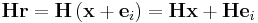 \mathbf{Hr} = \mathbf{H} \left( \mathbf{x}%2B\mathbf{e}_i \right) = \mathbf{Hx} %2B \mathbf{He}_i