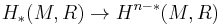 H_* (M, R) \to H^{n-*}(M, R)