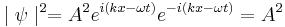  \mid \psi  \mid ^2 = A^2 e^{i(kx - \omega t)} e^{-i(kx - \omega t)} =A^2  