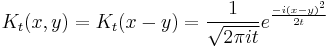  K_t(x,y) = K_t(x-y) = {1\over \sqrt{2\pi it}} e^{-i(x-y)^2 \over 2t}  \,