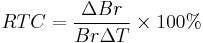 RTC = \frac{\Delta Br}{Br \Delta T} \times 100%