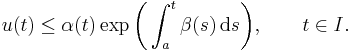 u(t) \le \alpha(t)\exp\biggl(\int_a^t\beta(s)\,\mathrm{d}s\biggr),\qquad t\in I.