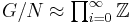 \textstyle G/N \approx \prod_{i=0}^\infty \mathbb{Z}