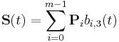 \mathbf{S}(t) = \sum_{i=0}^{m-1} \mathbf{P}_{i} b_{i,3} (t)