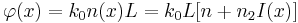 \varphi (x) = k_0 n (x) L = k_0 L [n %2B n_2 I(x)]