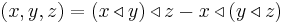 (x,y,z) = (x \triangleleft y) \triangleleft z - x \triangleleft (y \triangleleft z)