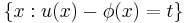 \{x: u(x) -\phi(x) = t\}