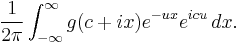  \frac{1}{2 \pi}\int_{-\infty}^\infty g(c%2Bix)e^{-ux}e^{icu} \, dx. 