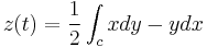 z(t)=\frac{1}{2}\int_c xdy-ydx