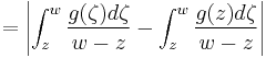 = \left|  \int_z^w \frac{ g(\zeta) d\zeta}{w -z} - \int_z^w \frac{ g(z) d\zeta}{w -z} \right|