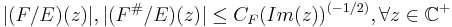 |(F/E)(z)|,|(F^{\#}/E)(z)|  \leq C_F(Im(z))^{(-1/2)}, \forall z \in \mathbb{C}^%2B