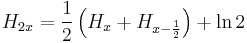 H_{2x}=\frac{1}{2}\left(H_{x}%2BH_{x-\frac{1}{2}}\right)%2B\ln{2}