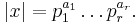  |x| = p_1^{a_1}\ldots p_r^{a_r}.