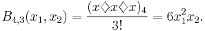  B_{4,3}(x_1,x_2) = \frac{ ( x \diamondsuit x \diamondsuit x)_4 }{3!} = 6 x_1^2 x_2. 