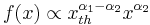 f(x) \propto x^{\alpha_1-\alpha_2}_{th}x^{\alpha_2}