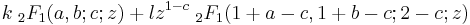 k\; {}_2F_1(a,b;c;z)%2Bl z^{1-c}\; {}_2F_1(1%2Ba-c,1%2Bb-c;2-c;z)